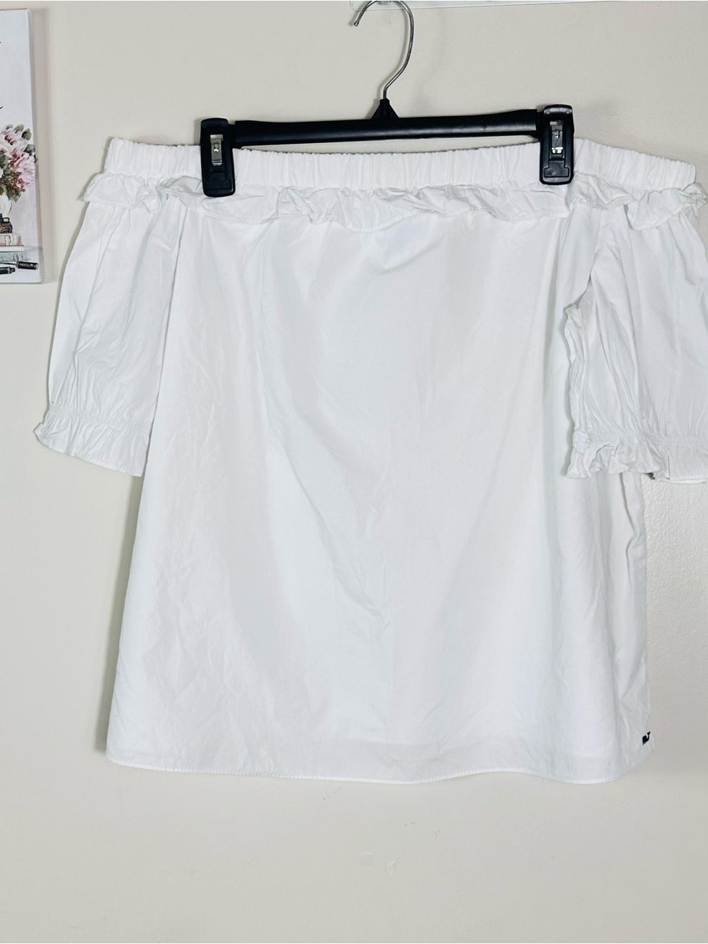 Vineyard Vines by target White Off-Shoulder Ruffle Blouse - Picture 2 of 6